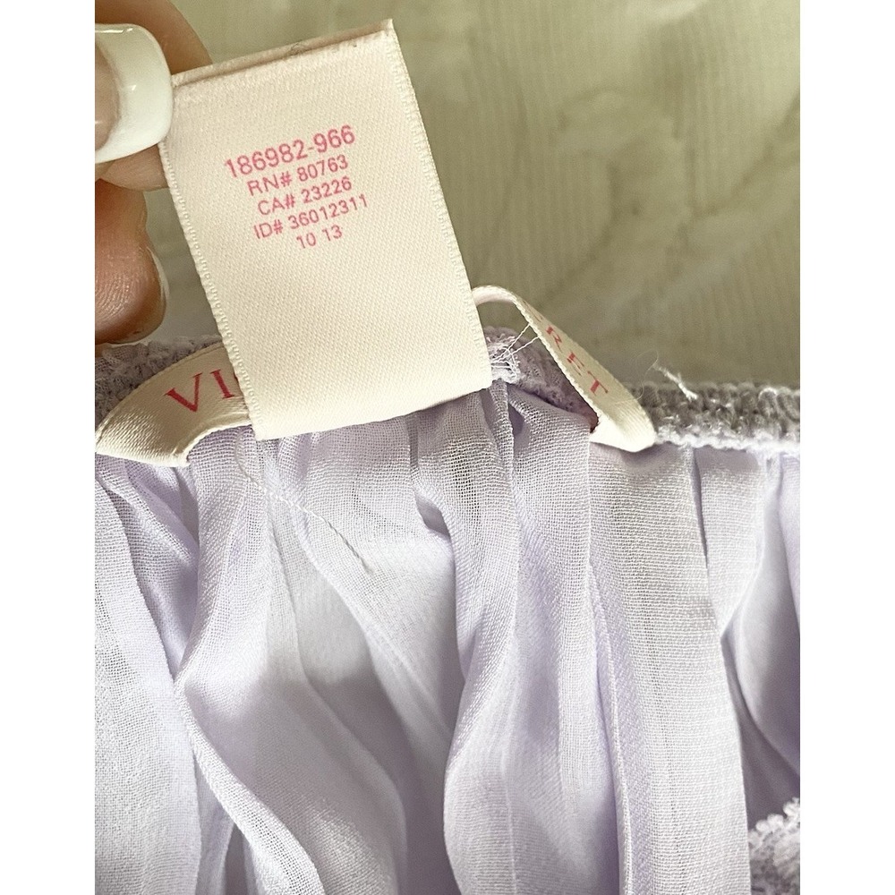 Victoria's Secret Slip Y2K Babydoll Lingerie L LILAC Pleated Lace Bow Chemise - Picture 6 of 9